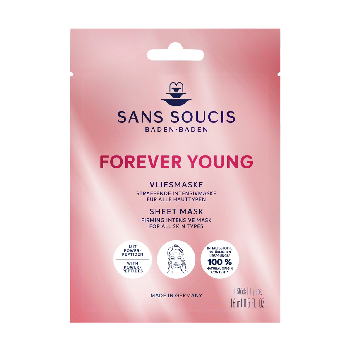 Антивікова тканинна маска для обличчя Sans Soucis Forever Young, 16 мл